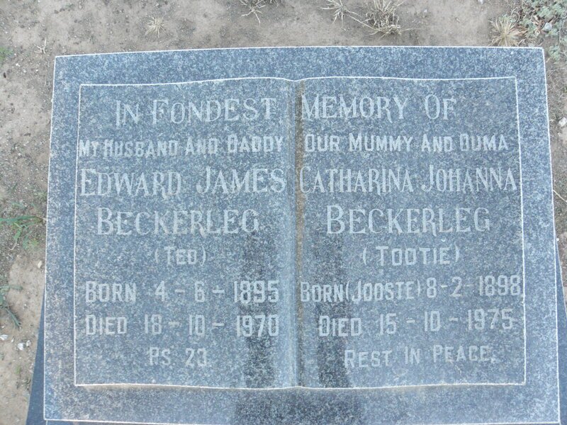 BECKERLEG Edward James 1895-1970 &amp; Catharina Johanna 1898-1975