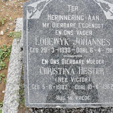 BOTMA Lodewyk Johannes 1898-1962 &amp; Christina Hester VICTOR 1902-1967