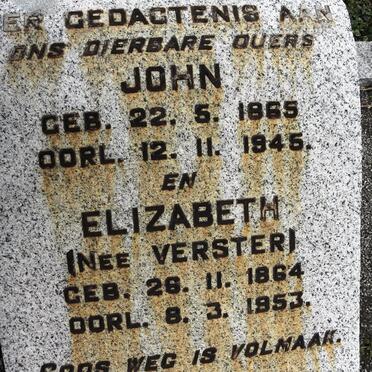 CHRISTIE John 1865-1945 &amp; Elizabeth VERSTER 1864-1953