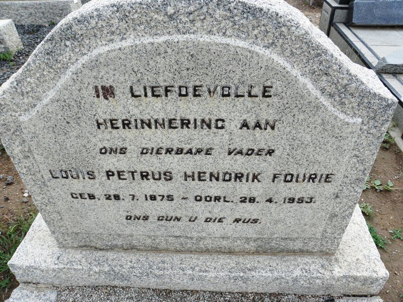 FOURIE Louis Petrus Hendrik 1875-1953