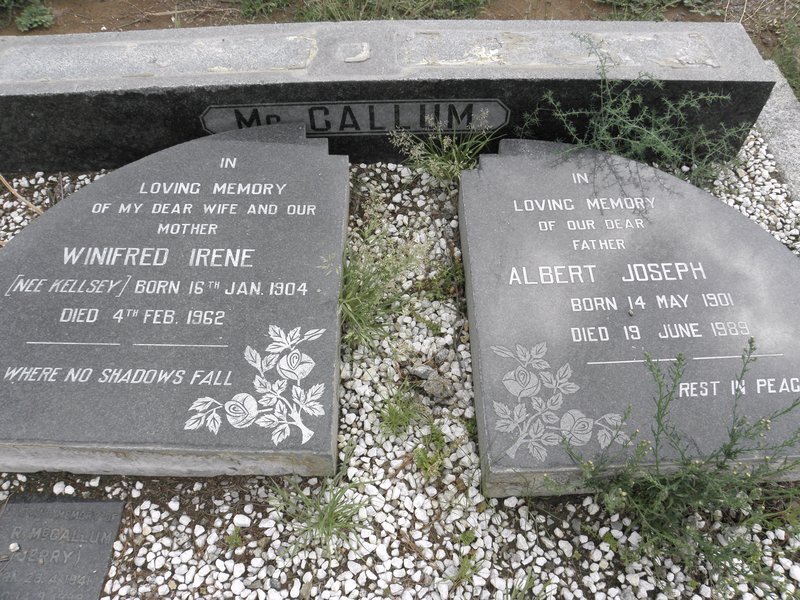 Mc CALLUM Albert Joseph 1901-1989 &amp; Winifred Irene KELLSEY 1904-1962