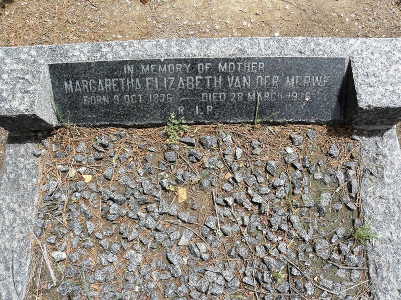 MERWE Margaretha Elizabeth, van der 1876-1946