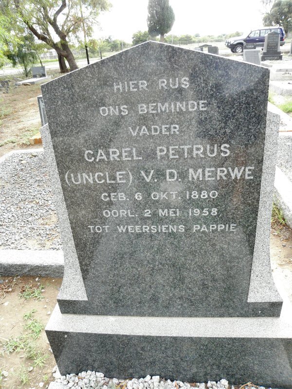 MERWE Carel Petrus, v.d. 1880-1958 