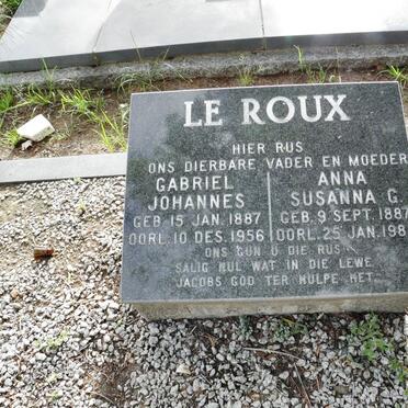 ROUX Gabriel Johannes, le 1887-1956 &amp; Susanna G. 1887-1982