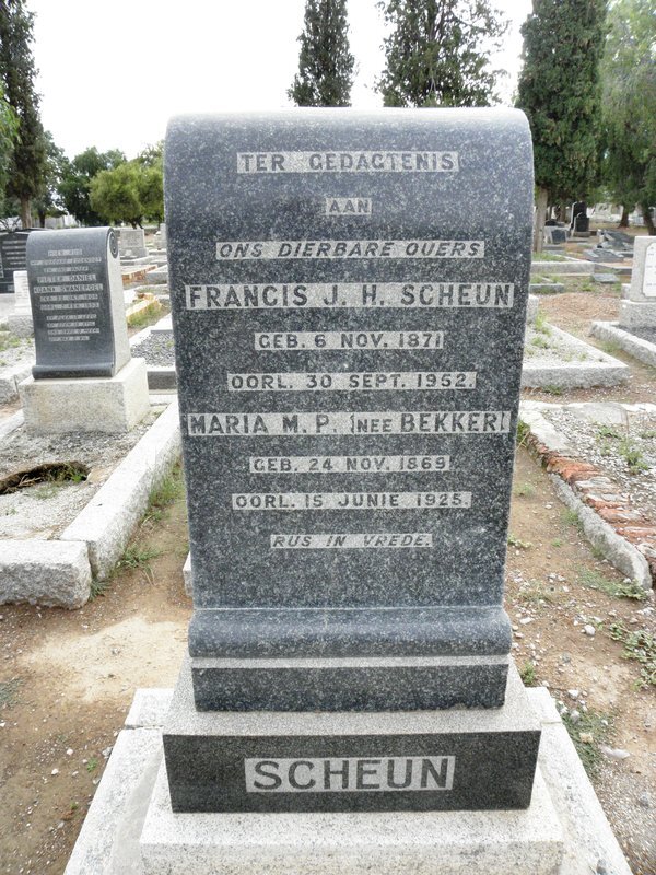 SCHEUN Francis J.H. 1871-1952 &amp; Maria M.P. BEKKER 1869-1925