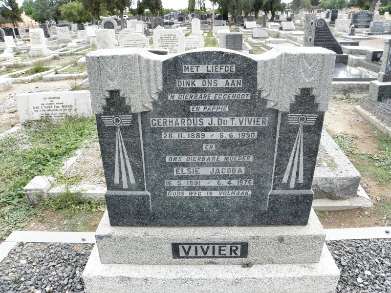 VIVIER Gerhardus J. Du T. 1889-1950 &amp; Elsie Jacoba 1891-1976