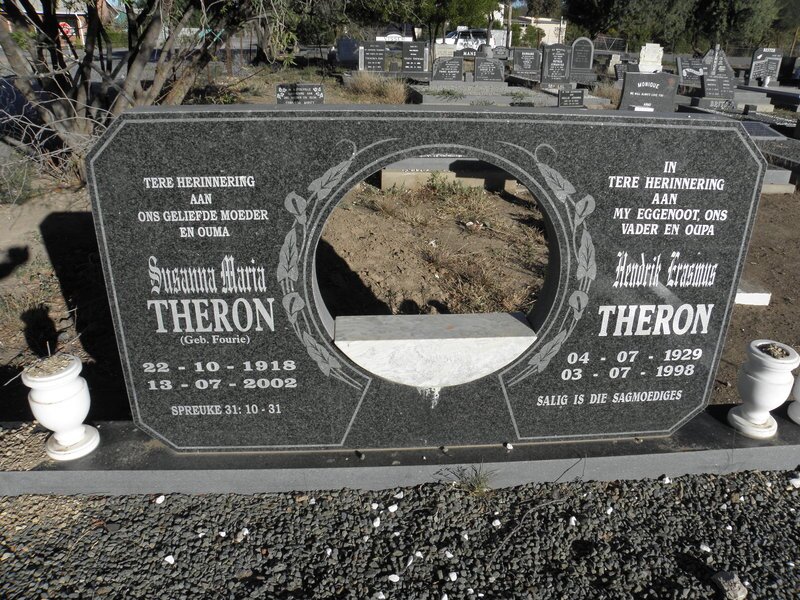THERON Hendrik Erasmus 1929-1998 &amp; Susanna Maria FOURIE 1918-2002
