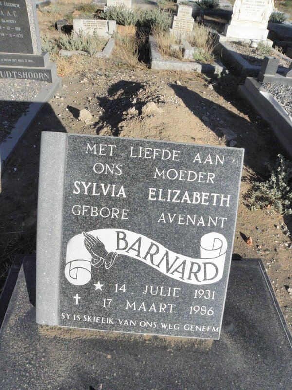 BARNARD Sylvia Elizabeth nee AVENANT 1931-1986