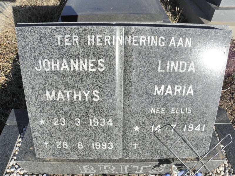 BRITS Johannes Mathys 1934-1993 &amp; Linda Maria ELLIS 1941-