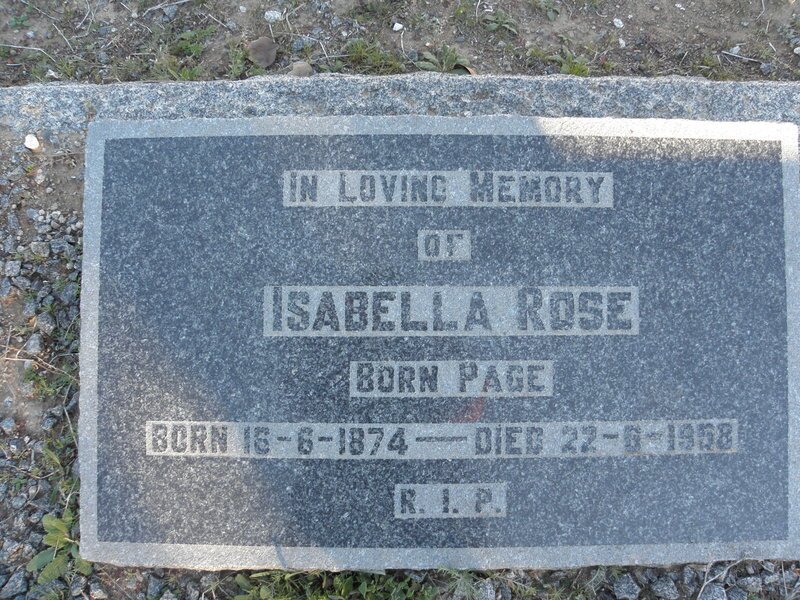 ROSE Isabella nee PAGE 1874-1958