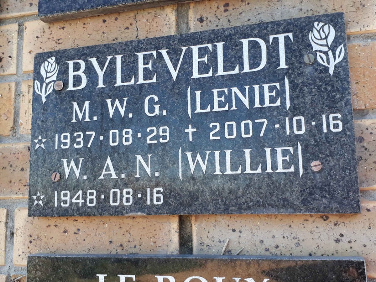 BYLEVELDT W.A.N. 1948- &amp; M.W.G. 1937-2007