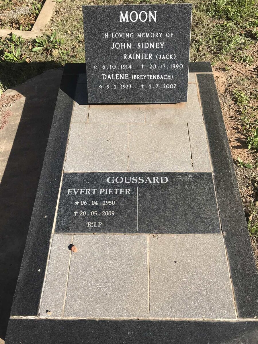 MOON John Sidney Rainer 1914-1990 &amp; Dalene BREYTENBACH 1929-2007 :: GOUSSARD Evert Pieter 1950-2009