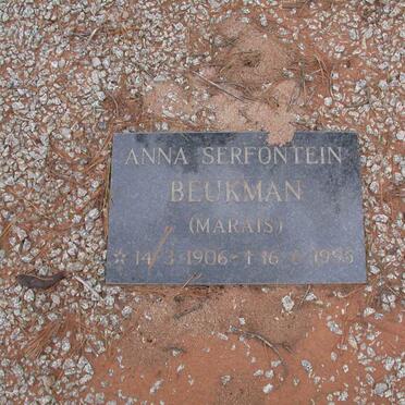 BEUKMAN Anna Serfontein nee MARAIS 1906-1995