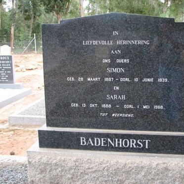 BADENHORST Simon 1887-1939 &amp; Sarah 1888-1968