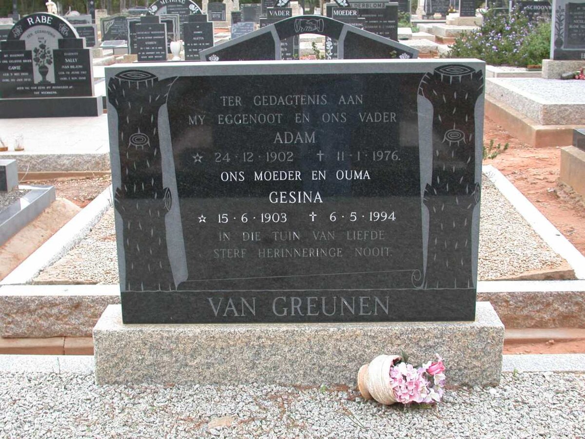 GREUNEN Adam, van 1902-1976 &amp; Gesina 1903-1994