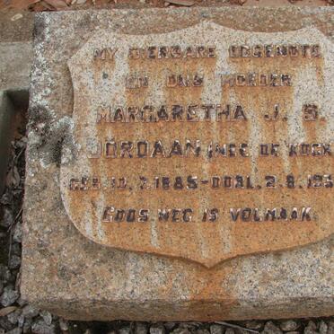 JORDAAN Margaretha J.S. nee DE KOCK 1885-1939
