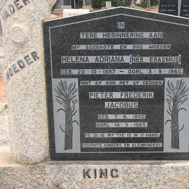 KING Pieter Frederik Jacobus 1900-1965 &amp; Helena Adriana ERASMUS 1897-1960