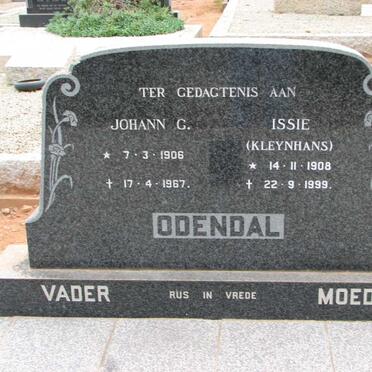 ODENDAL Johann G. 1906-1967 &amp; Issie KLEYNHANS 1908-1999