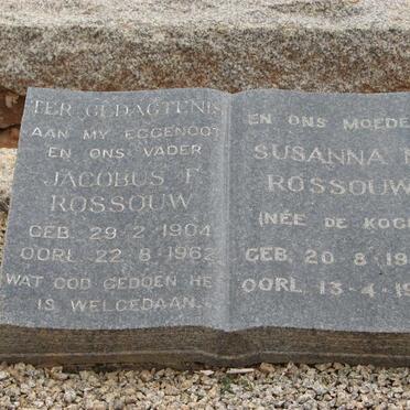 ROSSOUW Jacobus F. 1904-1962 &amp; Susanna M. DE KOCK 1905-1966