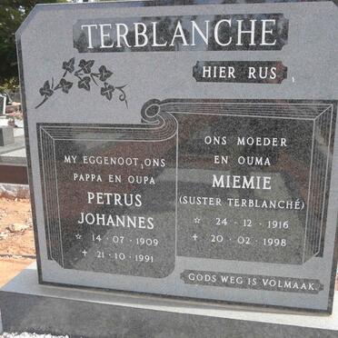 TERBLANCHE Petrus Johannes 1909-1991 &amp; Miemie 1916-1998