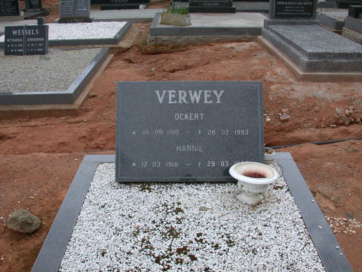 VERWEY Ockert 1910-1993 &amp; Hannie 1918-19??