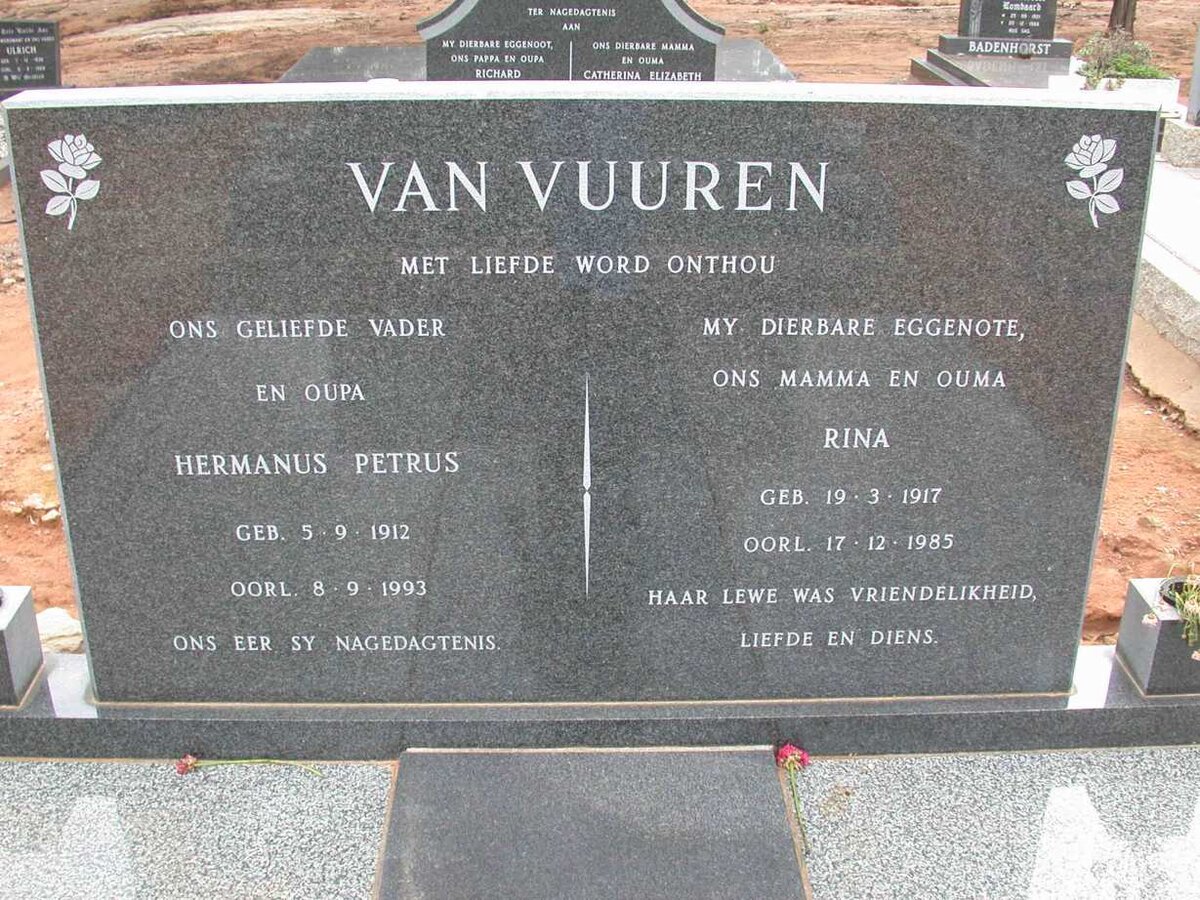 VUUREN Hermanus Petrus, van 1912-1993 &amp; Rina 1917-1985