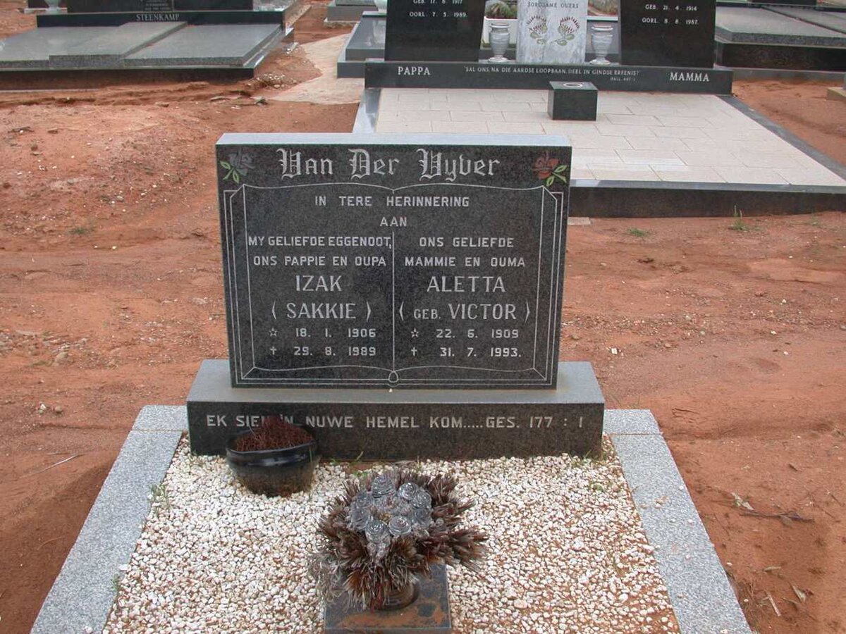 VYVER Izak, van der 1906-1989 &amp; Aletta VICTOR 1909-1993