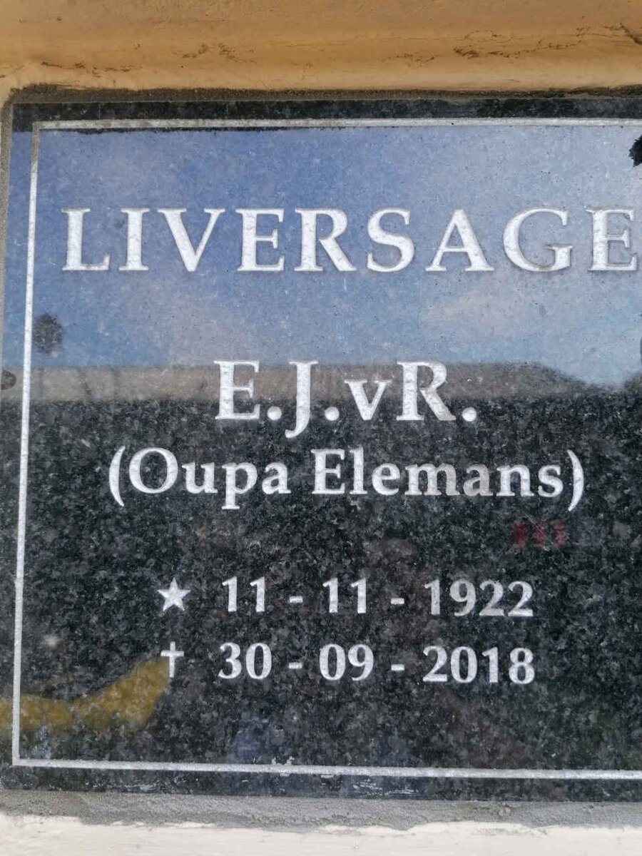 LIVERSAGE E.J.vR. 1922-2018 