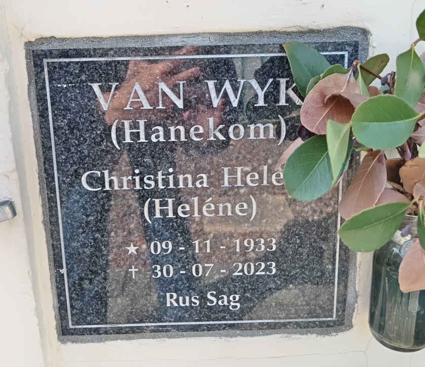 WYK Christina Helene, van nee HANEKOM 1933-2023