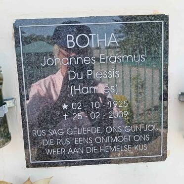 BOTHA Johannes Erasmus du Plessis 1925-2009
