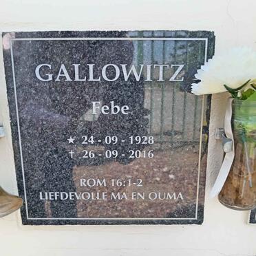 GALLOWITZ Febe 1928-2016
