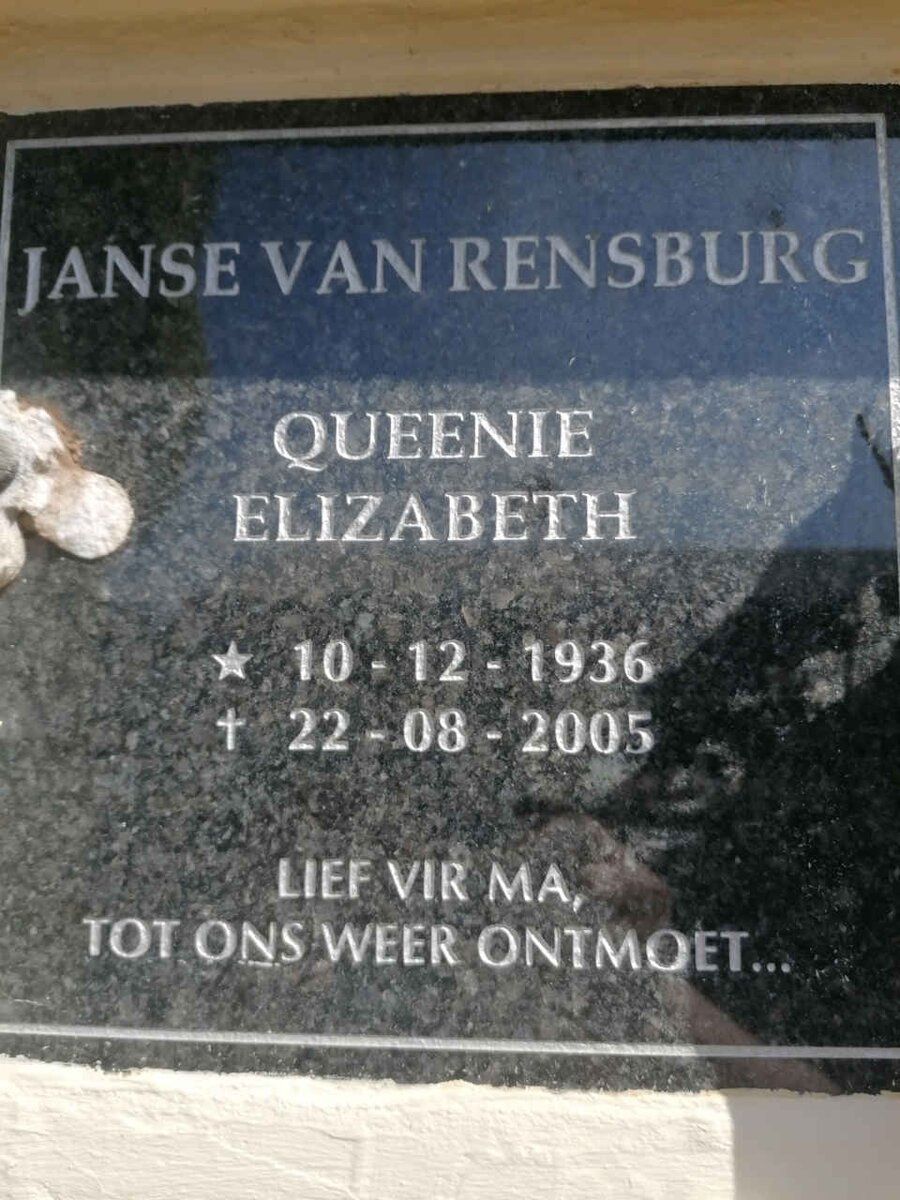RENSBURG Queenie Elizabeth, Janse van 1936-2005