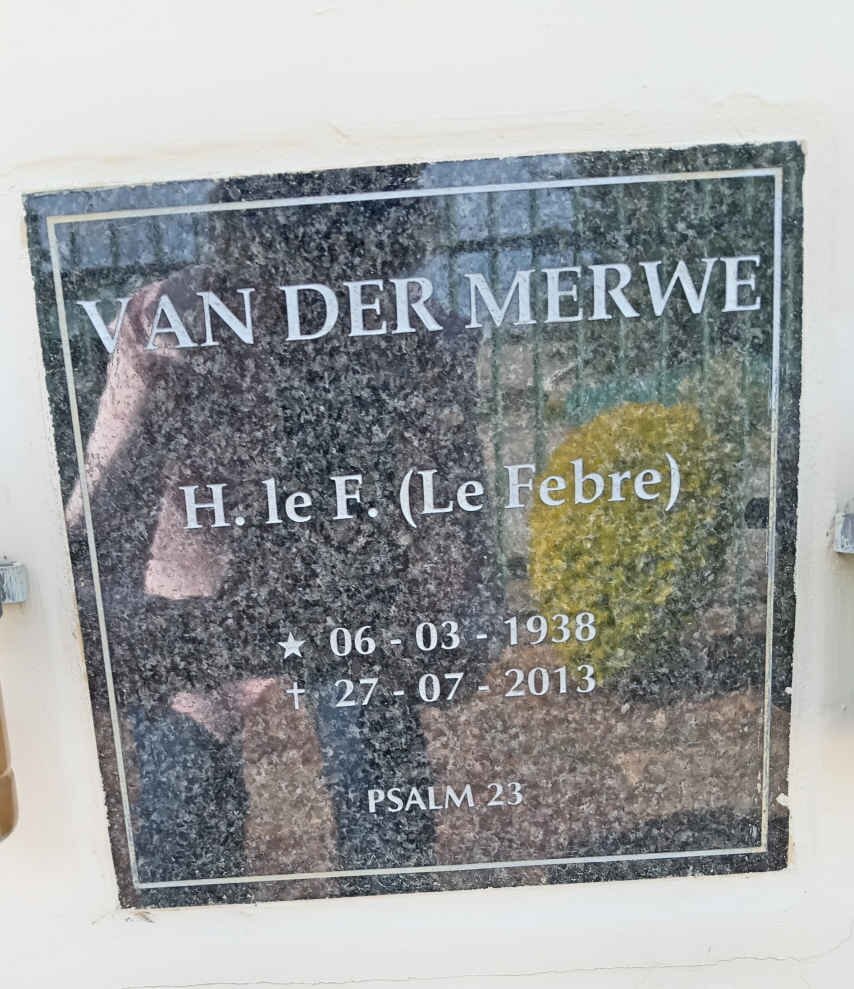MERWE H. le Febre, van der 1938-2013