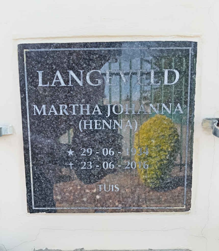 LANGEVELD Martha Johanna 19?4-2016