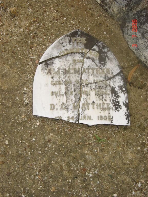 MATTHEE A.J.M. 18?3-1905, MATTHEE D.C. 1906