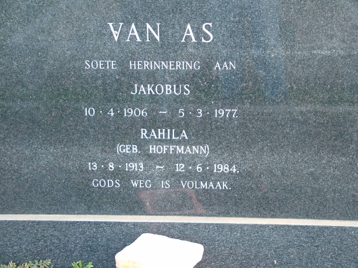 AS Jakobus, van 1906-1977 &amp; Rahila HOFFMANN 1913-1984