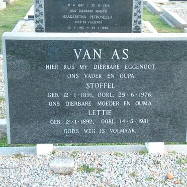AS Stoffel, van 1891-1976 &amp; Lettie 1892-1981