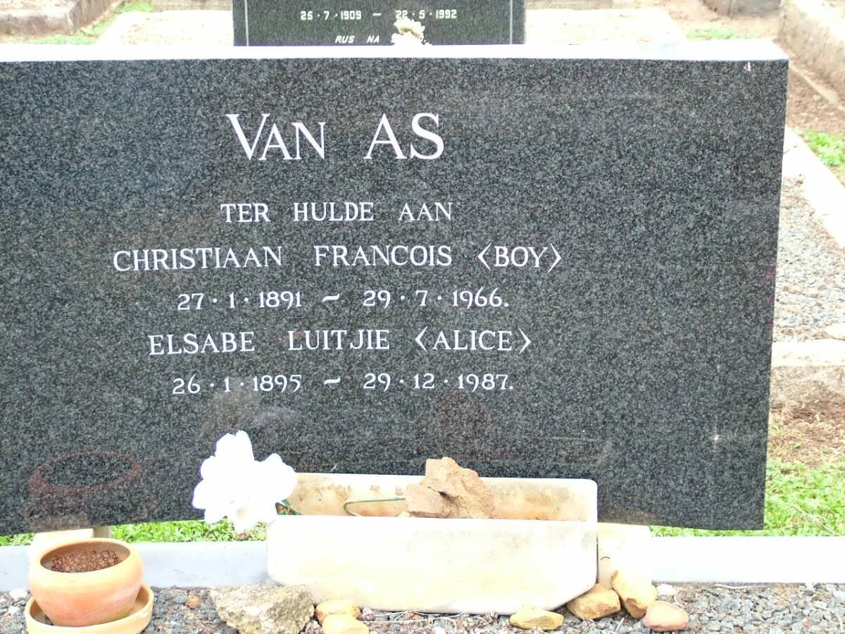 AS Christiaan Francois, van 1891-1966 &amp; Elsabe Luitjie 1895-1987