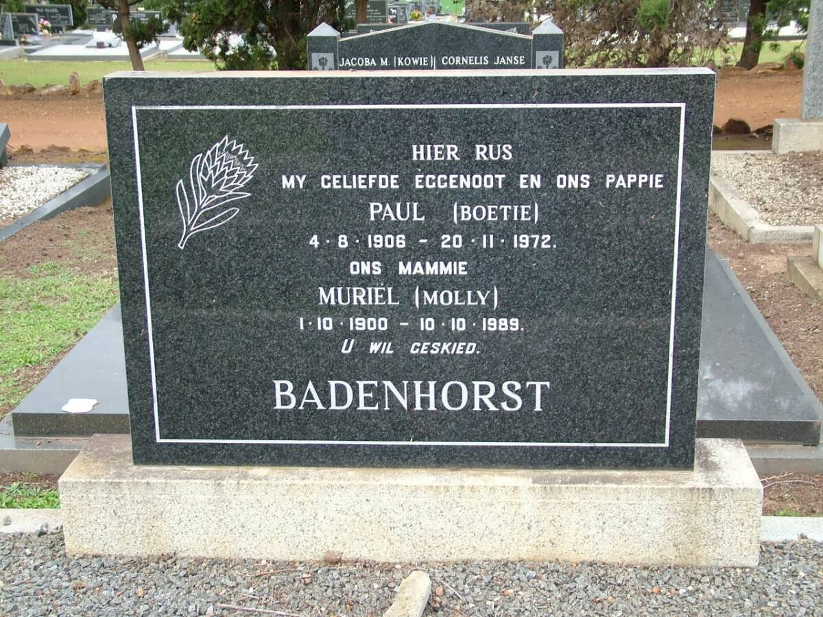 BADENHORST Paul 1906-1972 &amp; Muriel 1900-1989