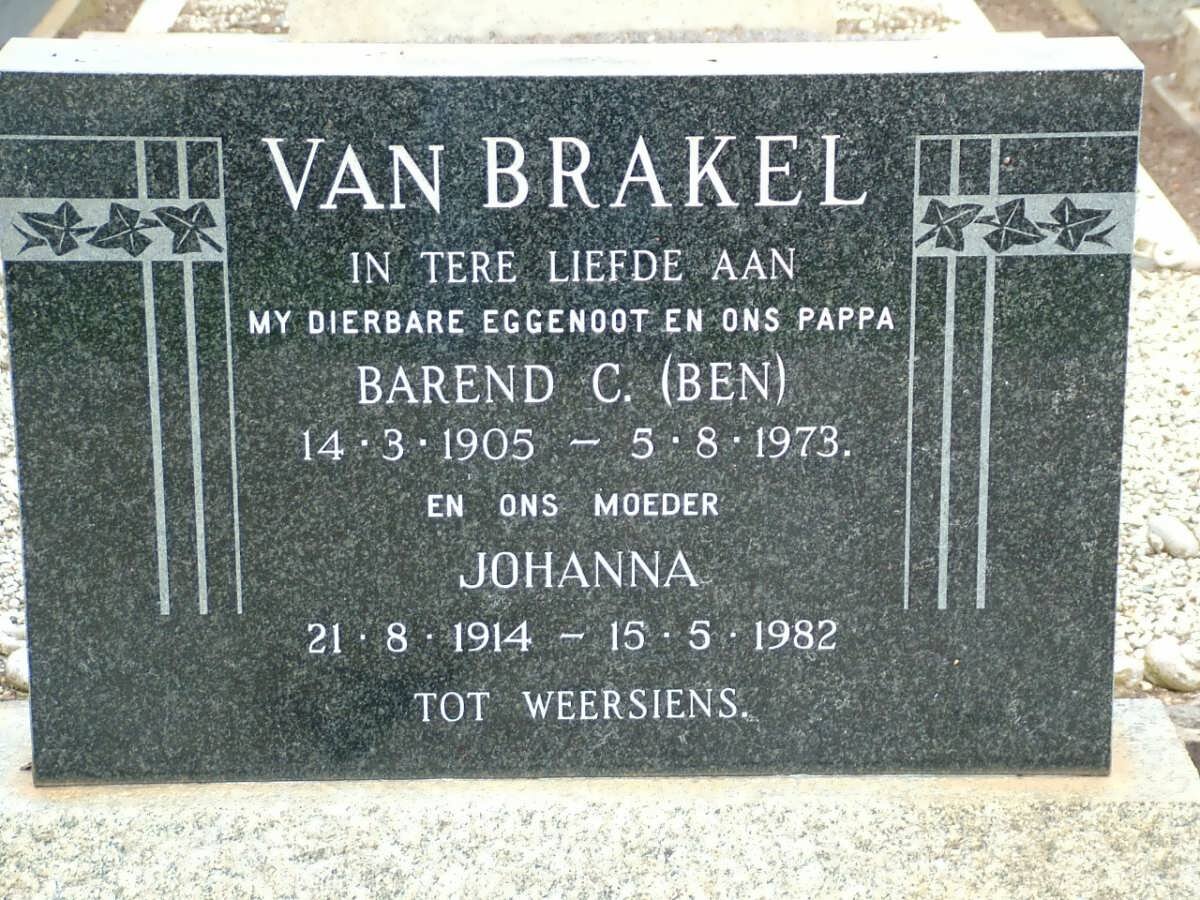 BRAKEL Barend C., van 1905-1973 &amp; Johanna 1914-1982