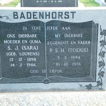 BADENHORST P.S.H. 1894-1976 &amp; S.J. LOURENS 1898-1986