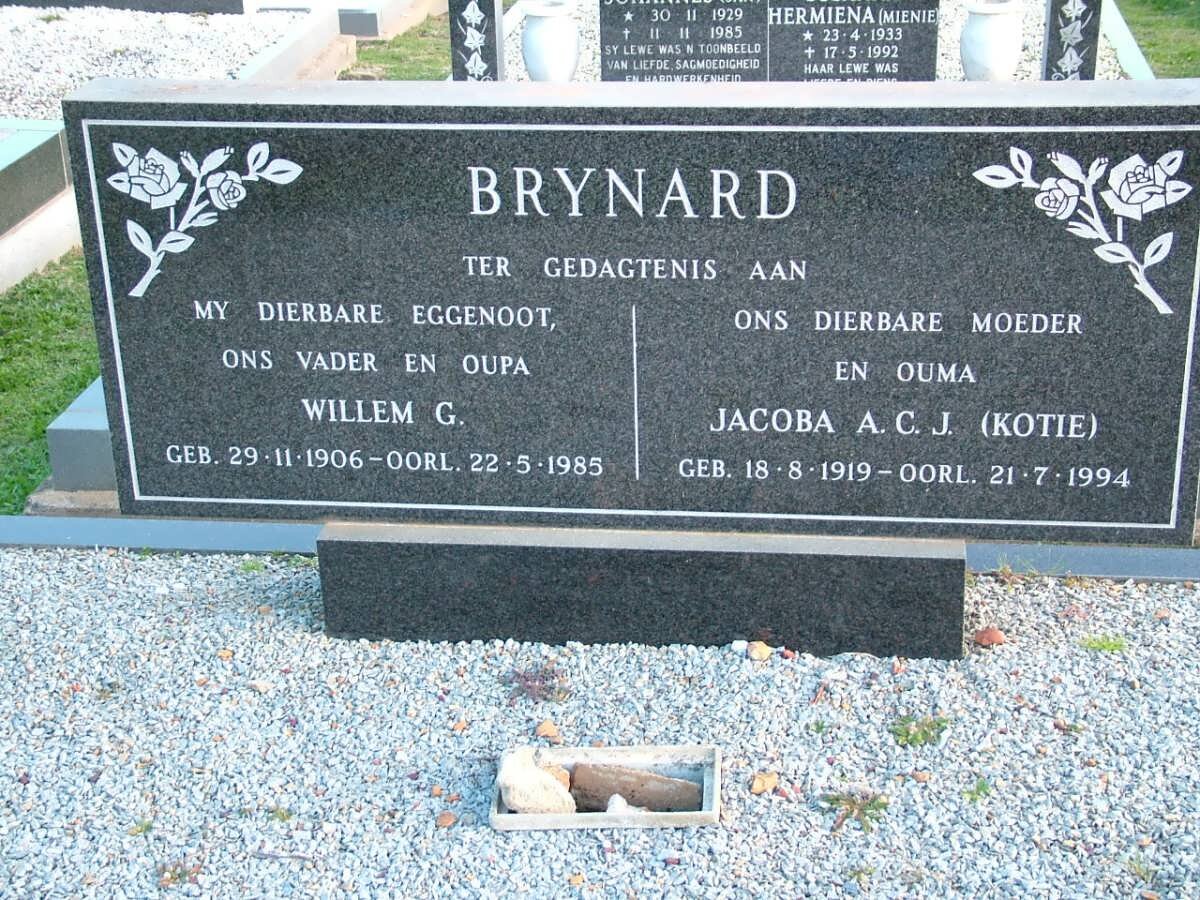 BRYNARD Willem G. 1906-1985 &amp; Jacoba A.C.J. 1919-1994