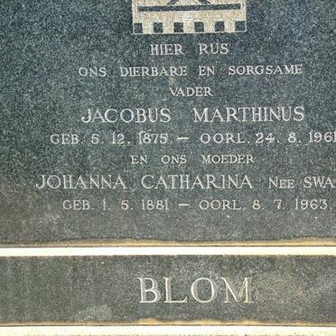 BLOM Jacobus Marthinus 1875-1961 &amp; Johanna Catharina SWART 1881-1963