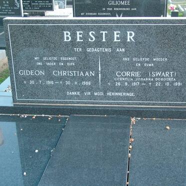 BESTER Gideon Christiaan 1916-1986 &amp; Cornelia Johanna Dorothea SWART 1917-1991