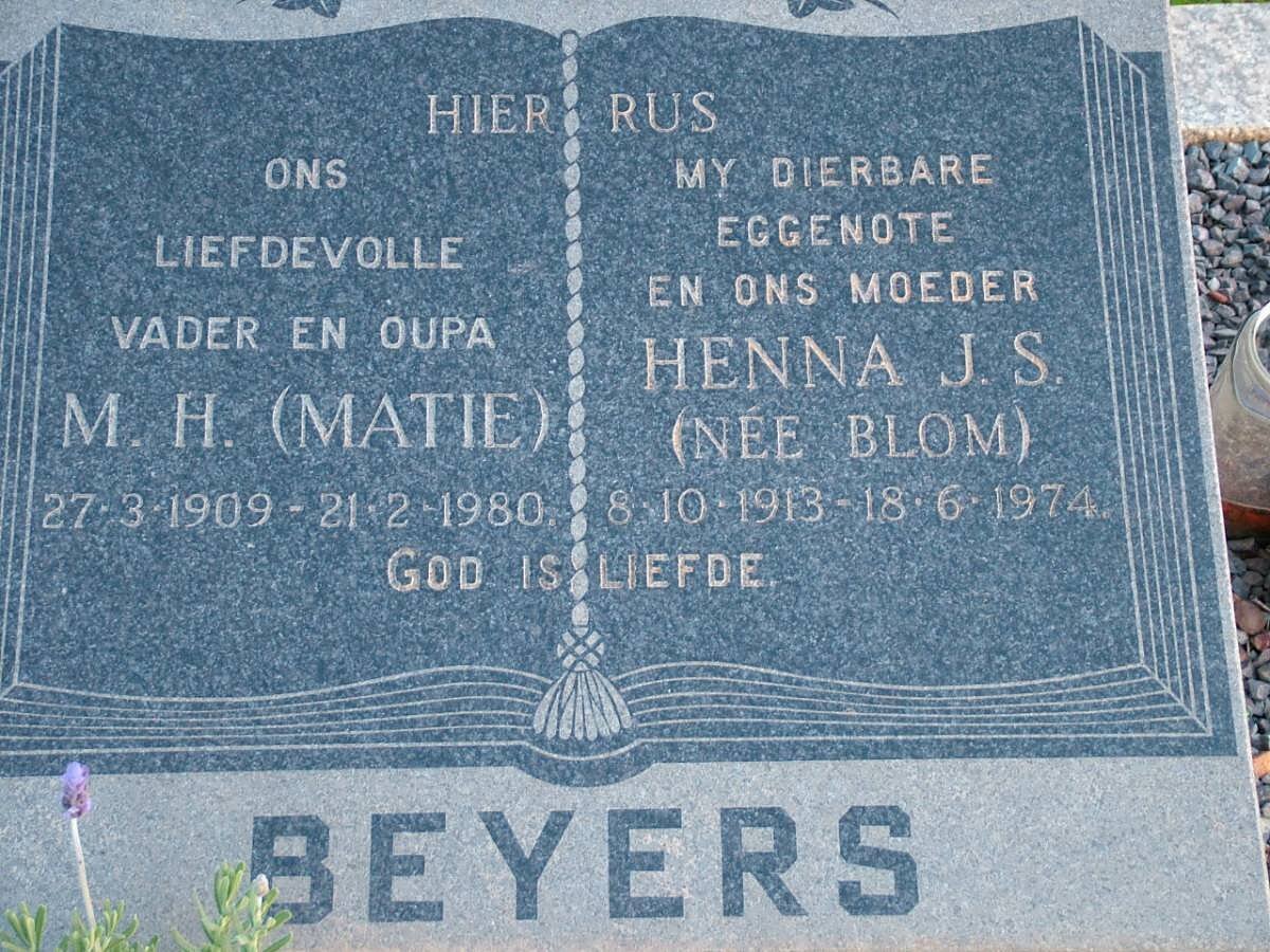 BEYERS M.H. 1909-1980 &amp; Henna J.S. BLOM 1913-1974