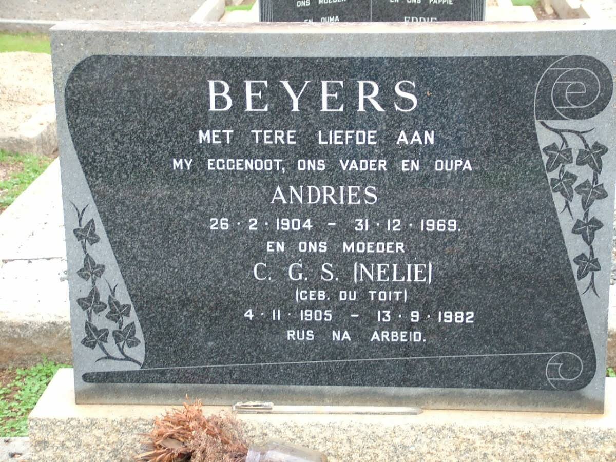BEYERS Andries 1904-1969 &amp; C.G.S. DU TOIT 1905-1981