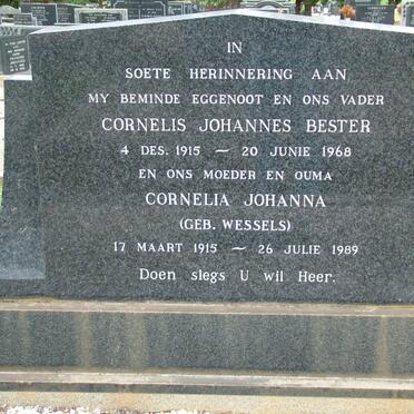 BESTER Cornelis Johannes 1915-1968 &amp; Cornelia Johanna WESSELS 1915-1989