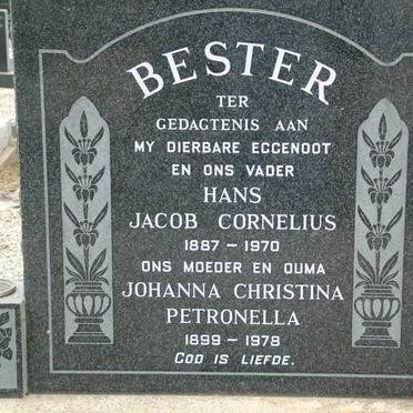 BESTER Hans Jacob Cornelius 1887-1970 &amp; Johanna Christina Petronella 1899-1978