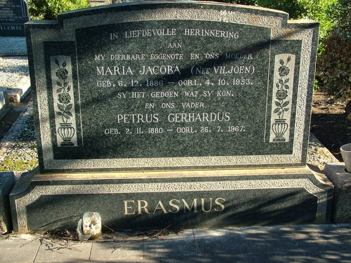 ERASMUS Petrus Gerhardus 1880-1967 &amp; Maria Jacoba VILJOEN 1886-1953