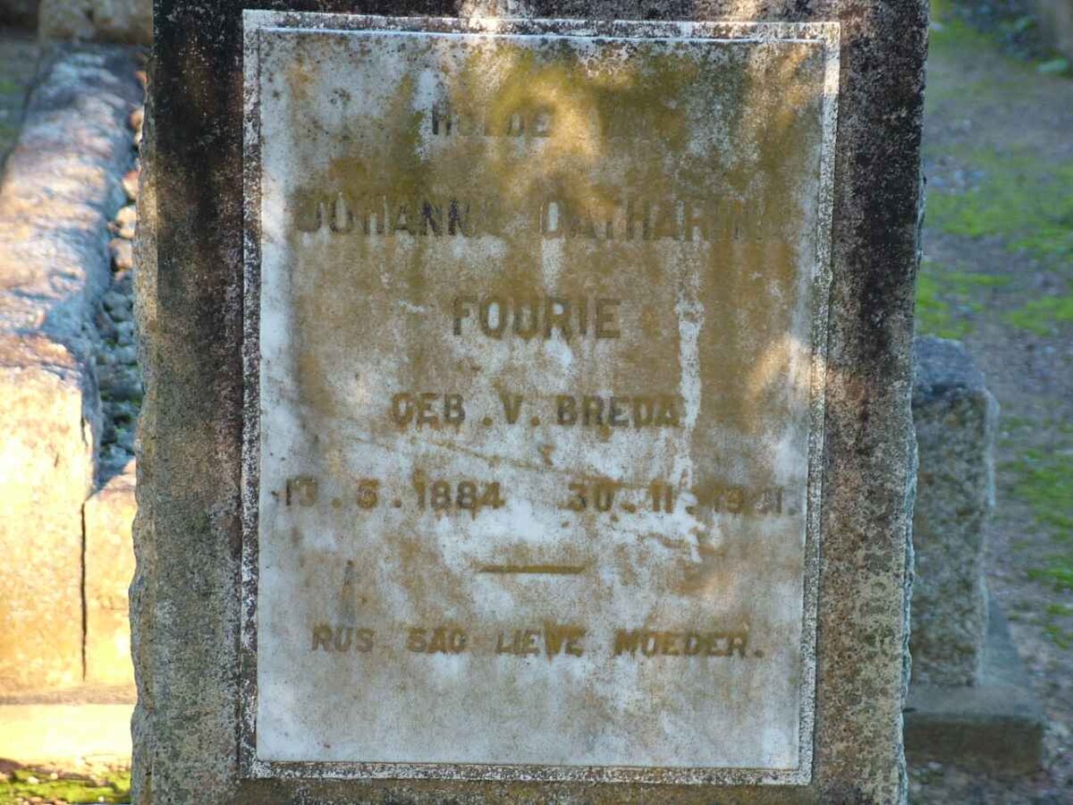 FOURIE Susanna Catharina nee V. BREDA 1884-19??